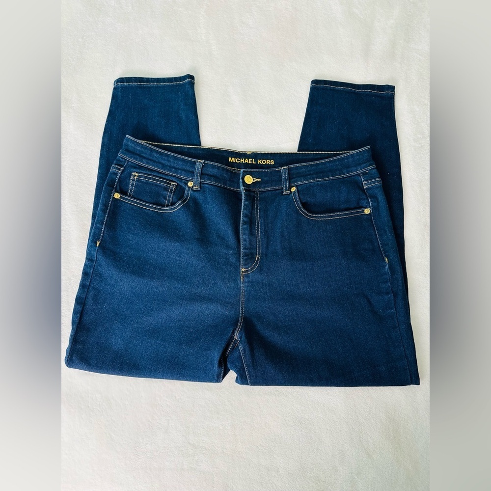 Michael Kors Selma Skinny Jeans In Dark Wash Blue Denim Size 16 - Picture 3 of 12
